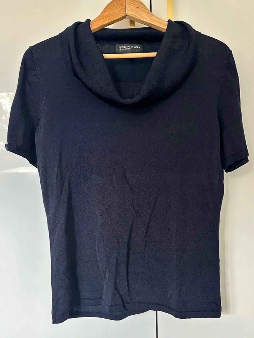 Jones New York Black Short Sleeve Cowl Neck sweater Large